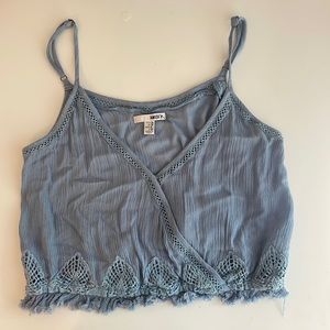 Blue boho crop top